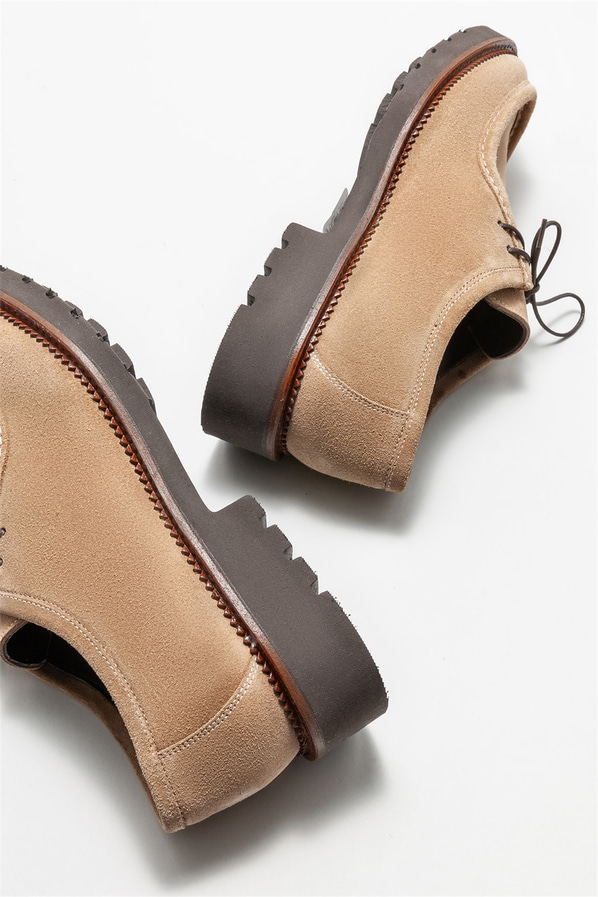 Camel deri erkek klasik ayakkabı - Elle Shoes