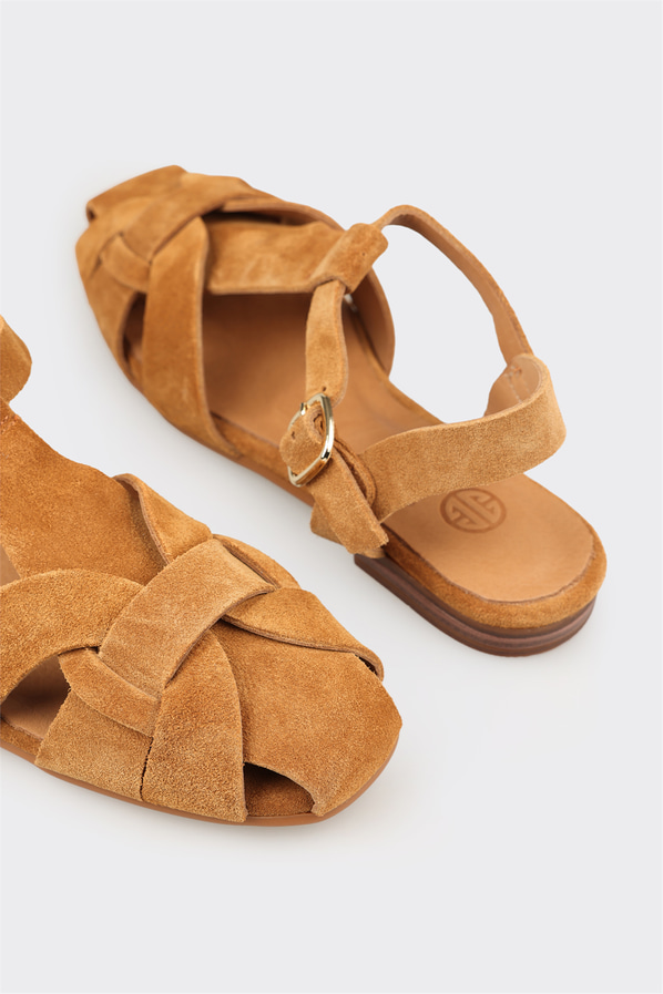 Camel deri kadın günlük ayakkabı, günlük kullanım için - Elle Shoes