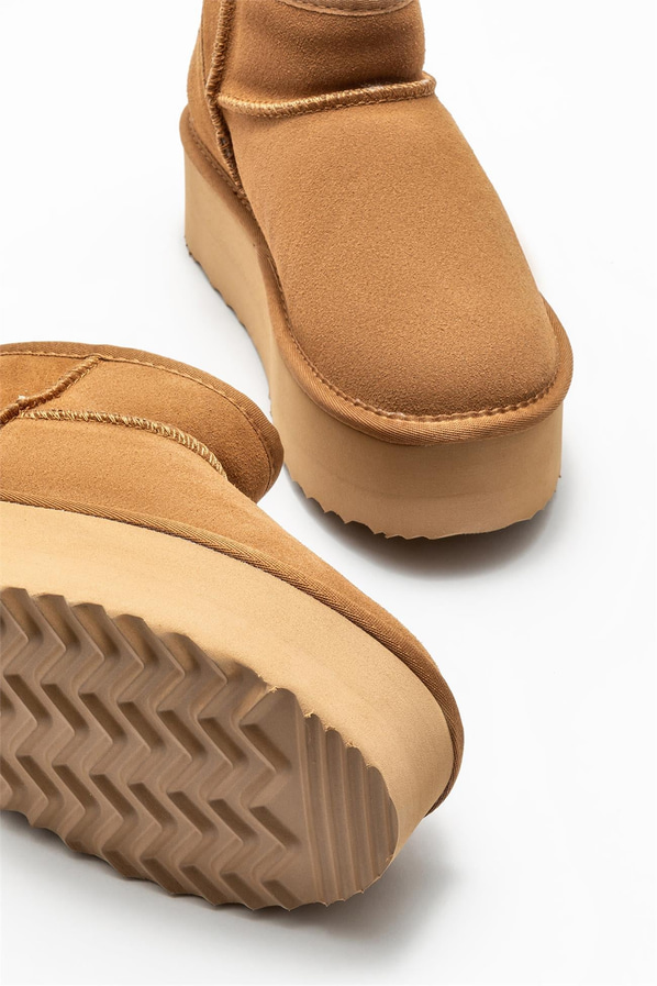 Camel deri kadın bot, günlük kullanım için - Elle Shoes