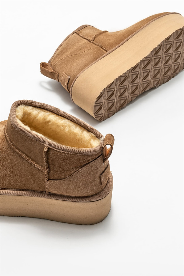 Camel deri simli kadın bot, günlük kullanım için - Elle Shoes