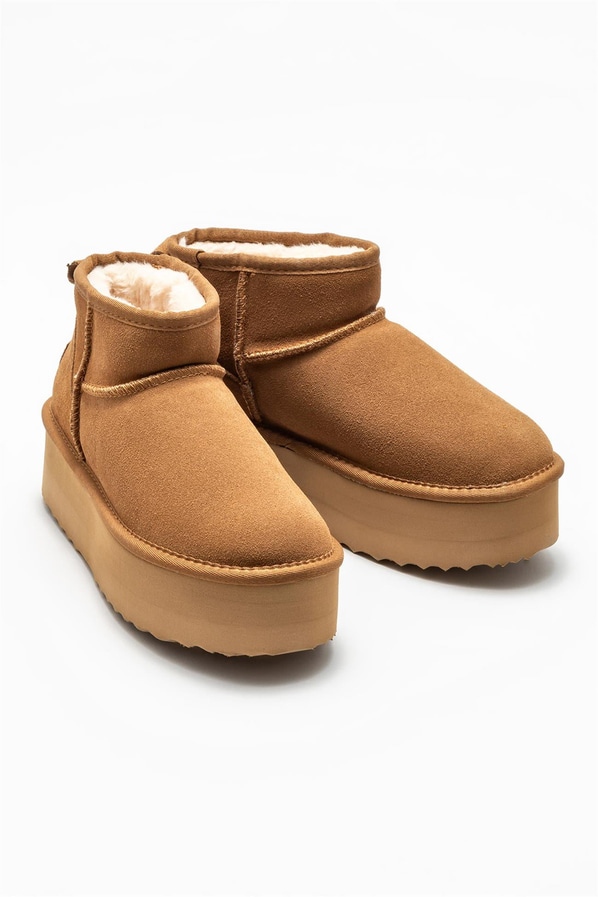 Camel deri kadın bot, günlük kullanım için - Elle Shoes