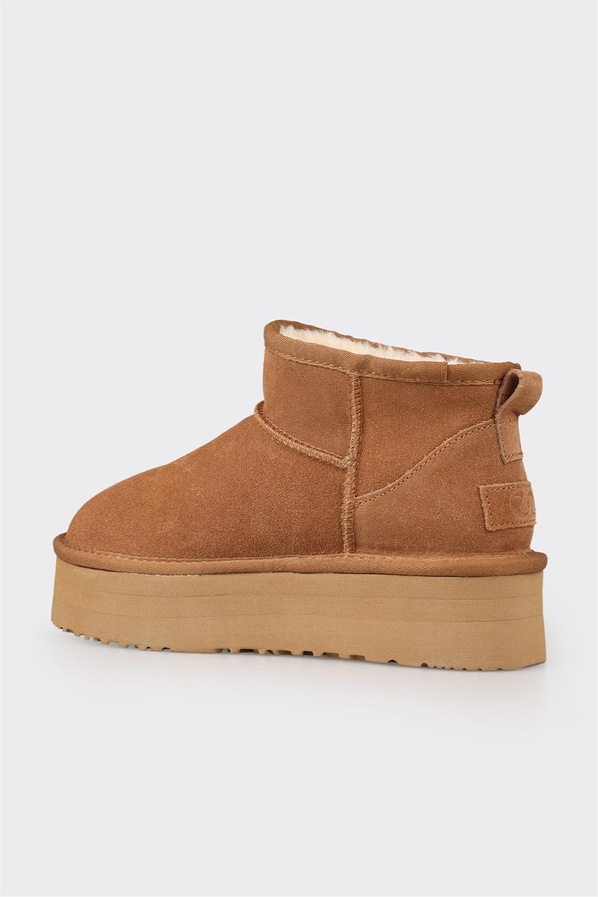 Camel deri kadın bot, ofis stili için - Elle Shoes