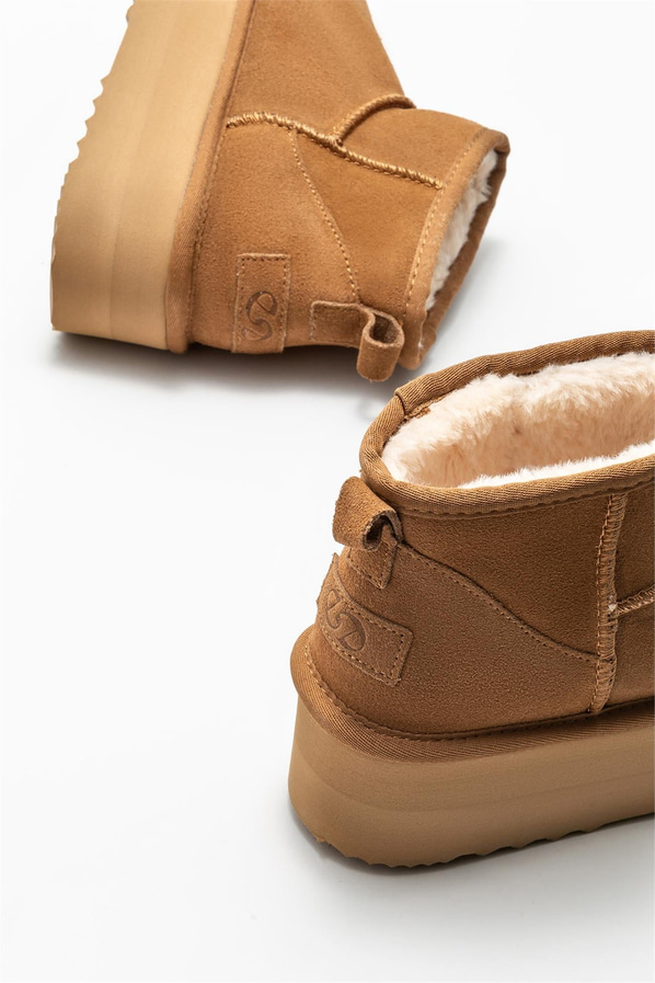 Camel deri kadın bot, günlük kullanım için - Elle Shoes