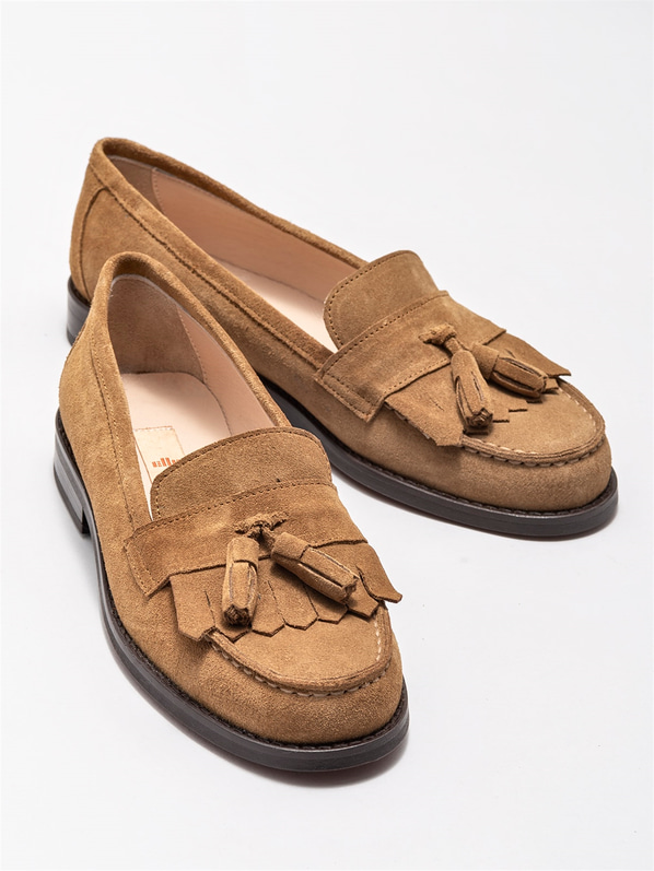 Camel Deri Kadın Loafer