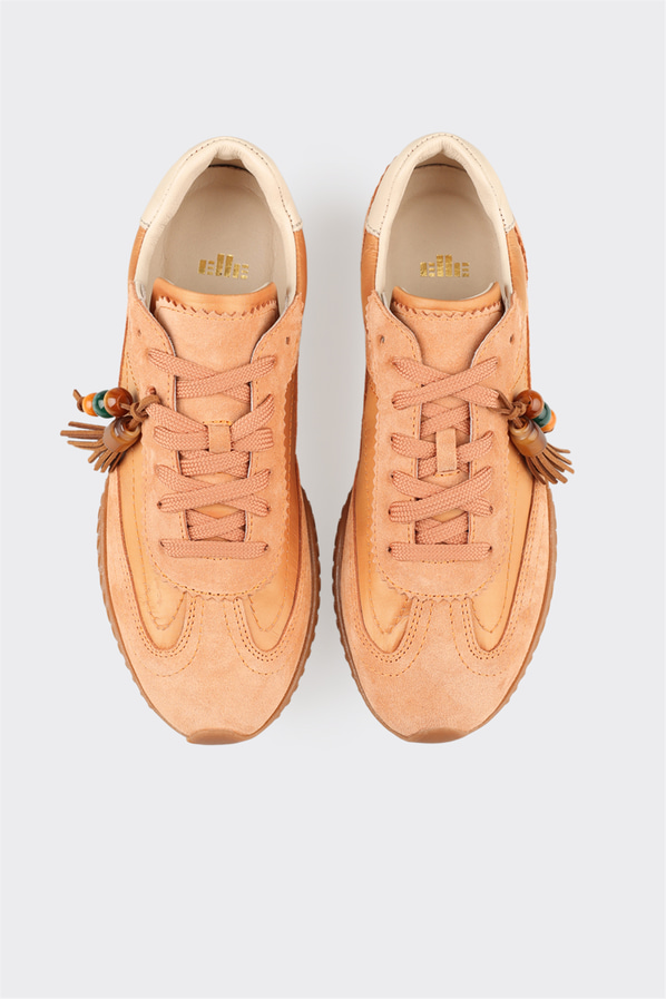 Camel deri kadın sneaker - Elle Shoes
