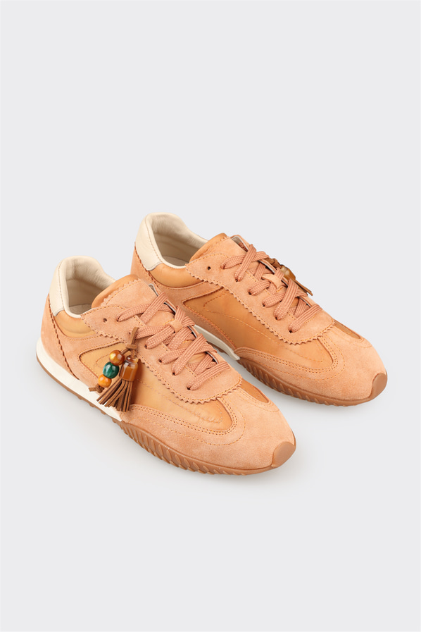 Camel deri kadın sneaker - Elle Shoes