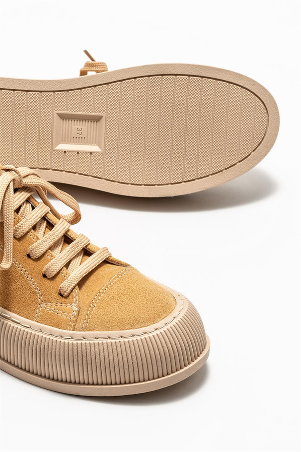 Camel deri kadın sneaker - Elle Shoes