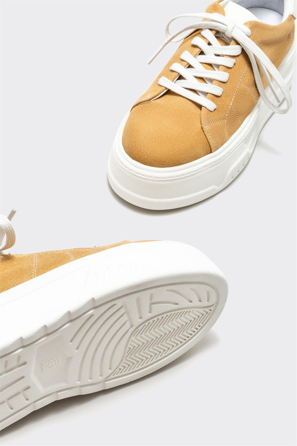 Camel deri kadın sneaker - Elle Shoes