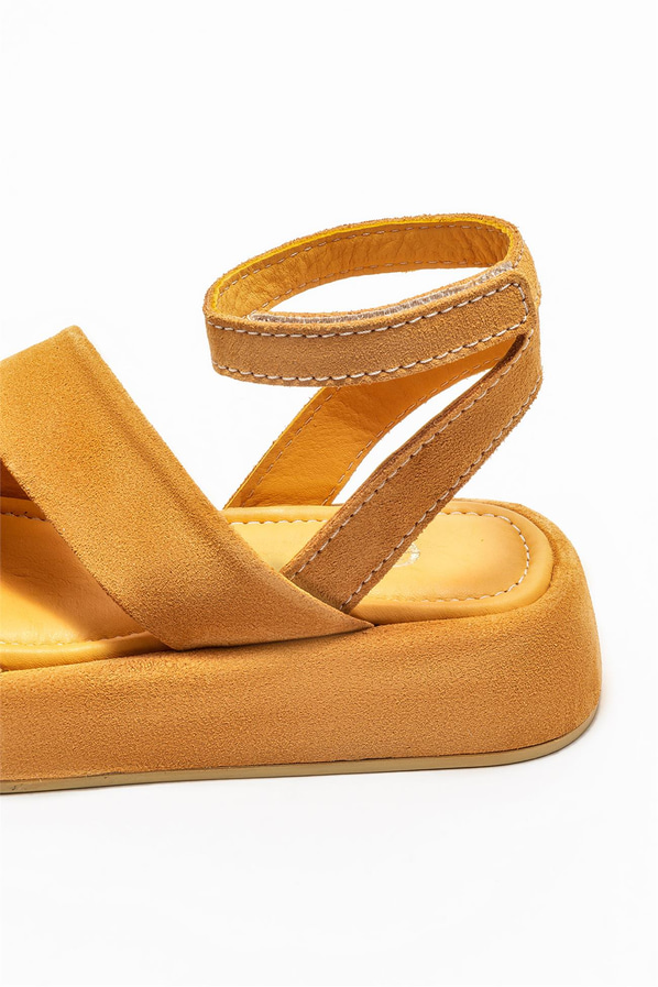 Camel deri kadın sandalet - Elle Shoes