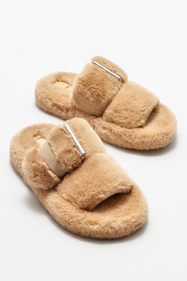 Camel kadın düz terlik - Elle Shoes