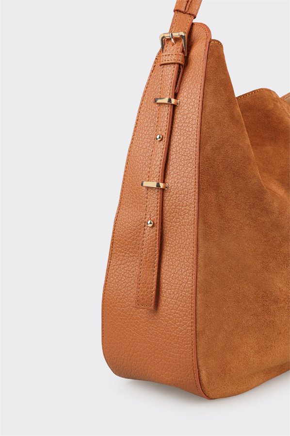 Camel simli düz kadın omuz çantası, ofis stili için - Elle Shoes