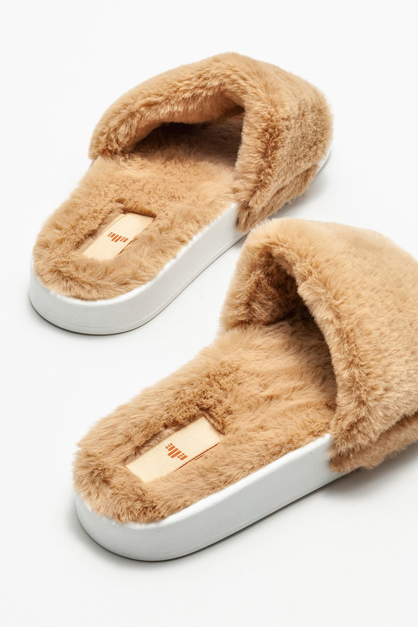 Camel kadın düz terlik - Elle Shoes