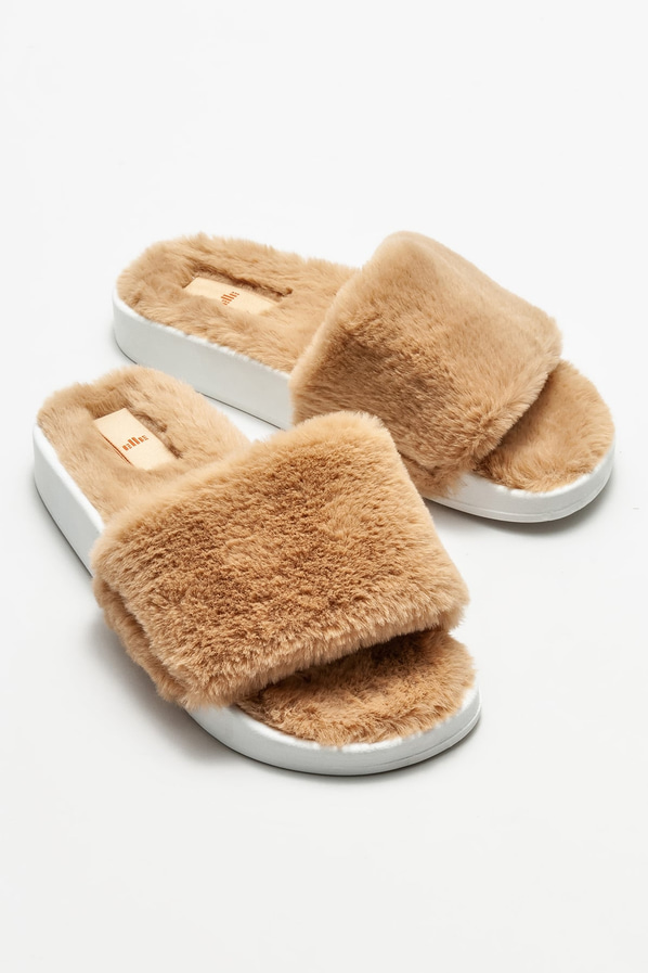 Camel kadın düz terlik - Elle Shoes
