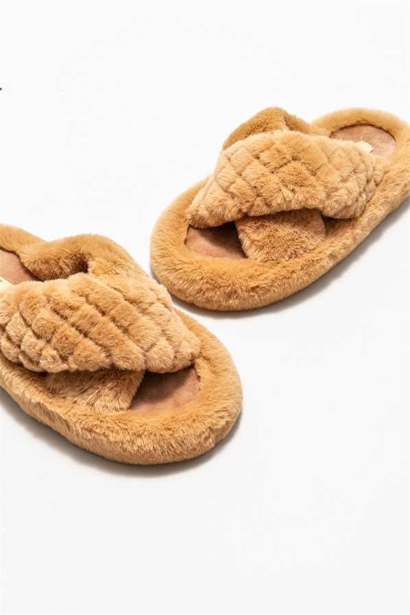 Camel kadın düz terlik - Elle Shoes