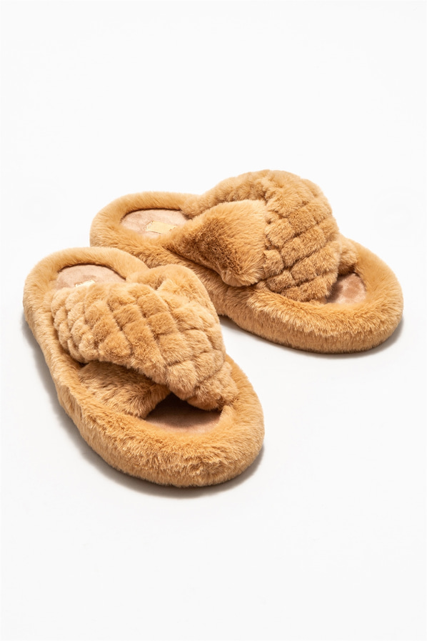 Camel kadın düz terlik - Elle Shoes
