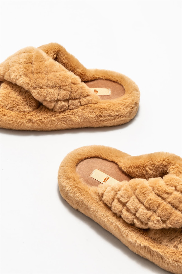 Camel kadın düz terlik - Elle Shoes