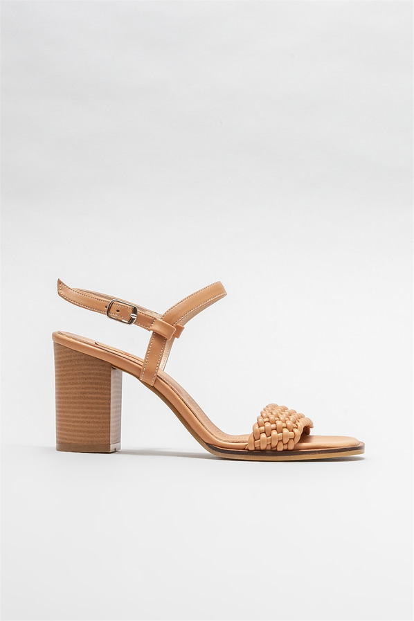 Camel topuklu kadın sandalet - Elle Shoes