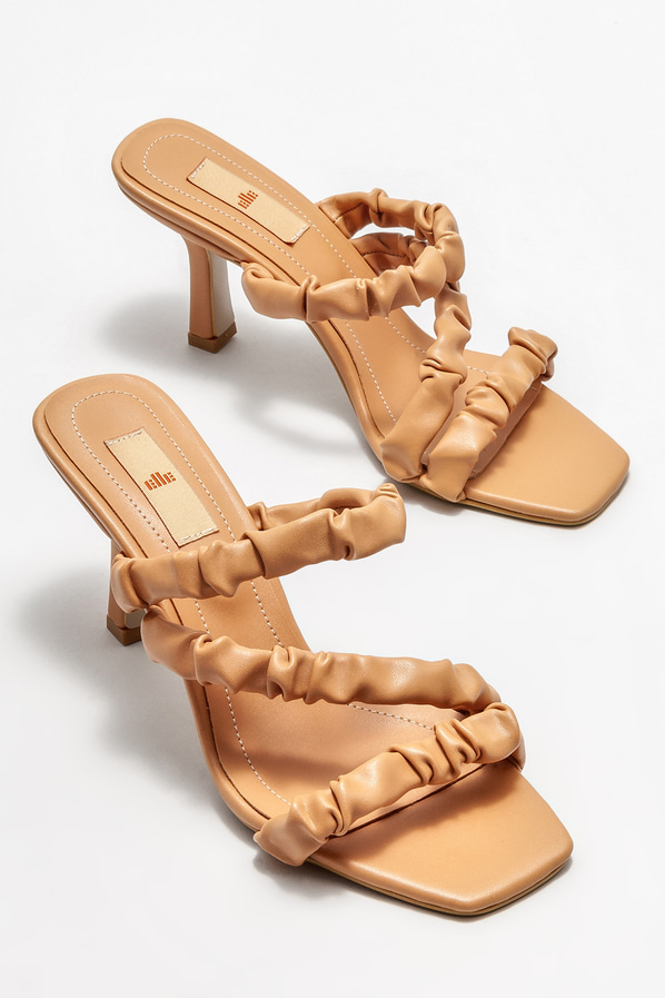 Camel topuklu kadın terlik - Elle Shoes