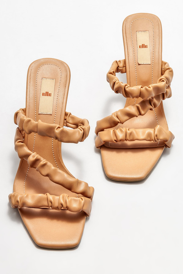 Camel topuklu kadın terlik - Elle Shoes