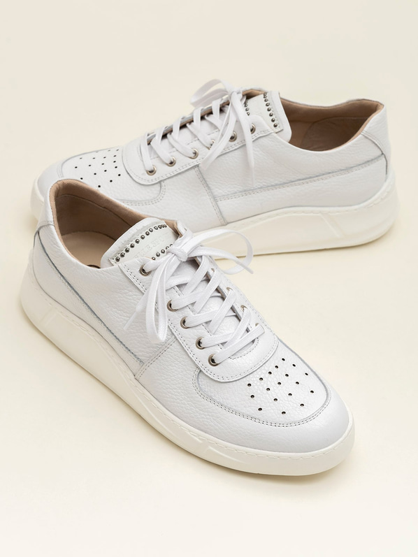 Beyaz deri erkek spor ayakkabı - Elle Shoes