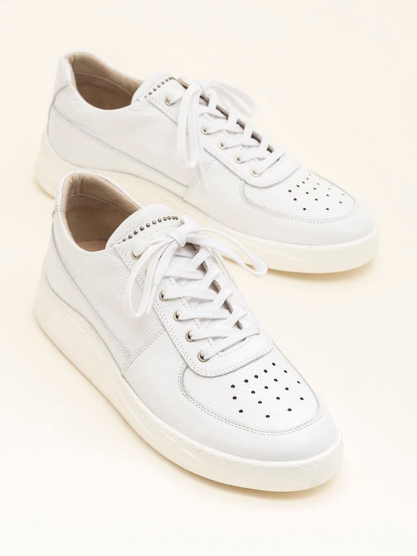 Beyaz deri erkek spor ayakkabı - Elle Shoes