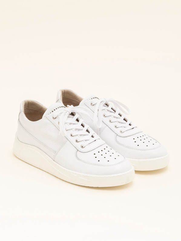 Beyaz deri erkek spor ayakkabı - Elle Shoes