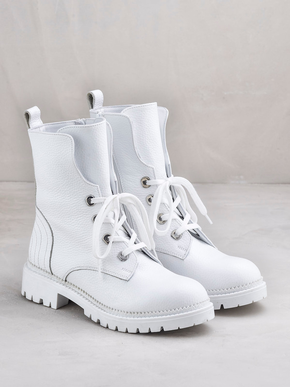 Beyaz deri kadın bot - Elle Shoes