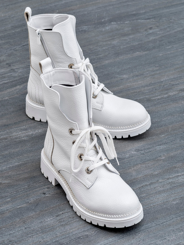 Beyaz deri kadın bot - Elle Shoes