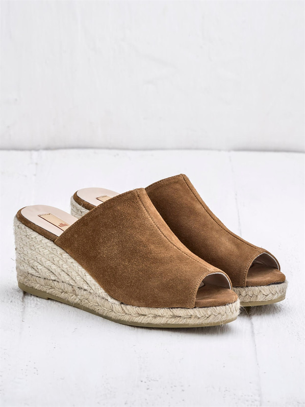 Taba deri kadın düz terlik - Elle Shoes