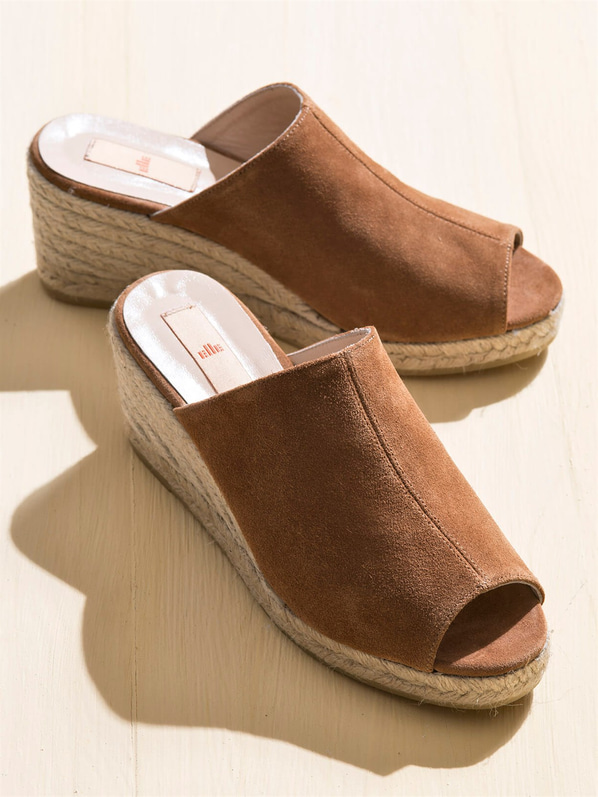 Taba deri kadın düz terlik - Elle Shoes