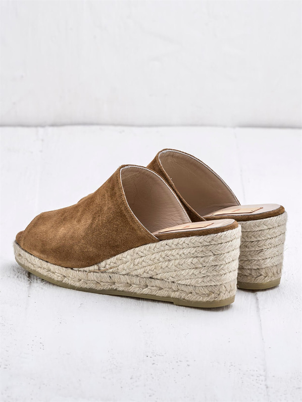 Taba deri kadın düz terlik - Elle Shoes