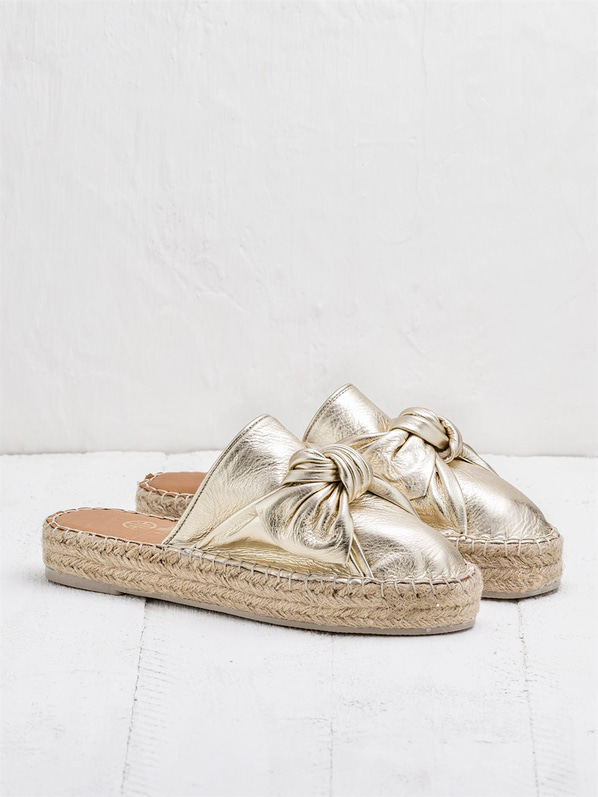 Altın kadın terlik - Elle Shoes