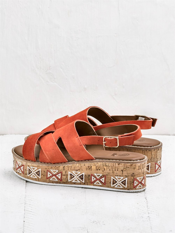 Kırmızı kadın sandalet - Elle Shoes
