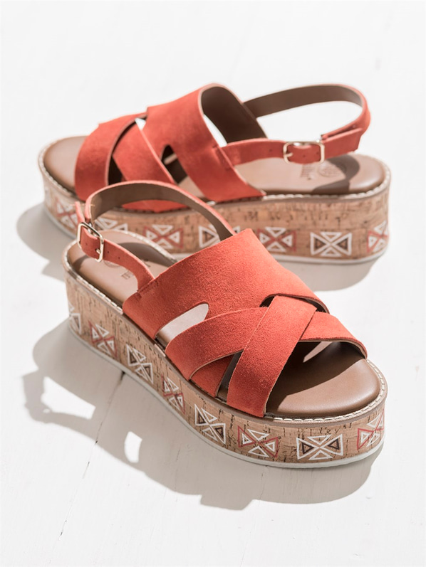 Kırmızı kadın sandalet - Elle Shoes
