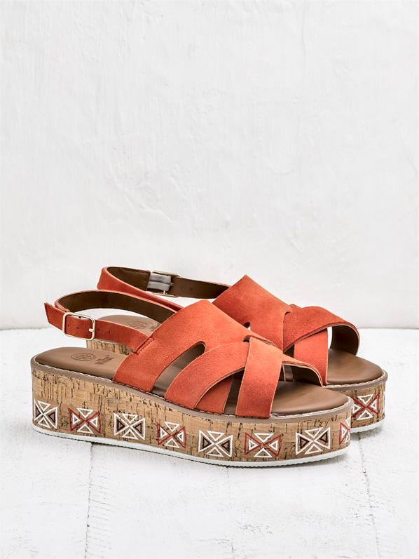 Kırmızı kadın sandalet - Elle Shoes