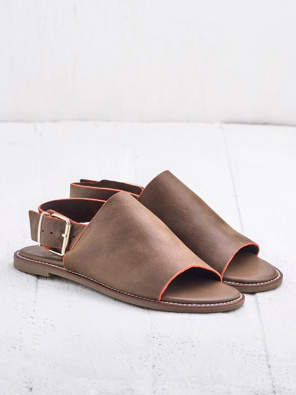 Taba deri kadın sandalet - Elle Shoes