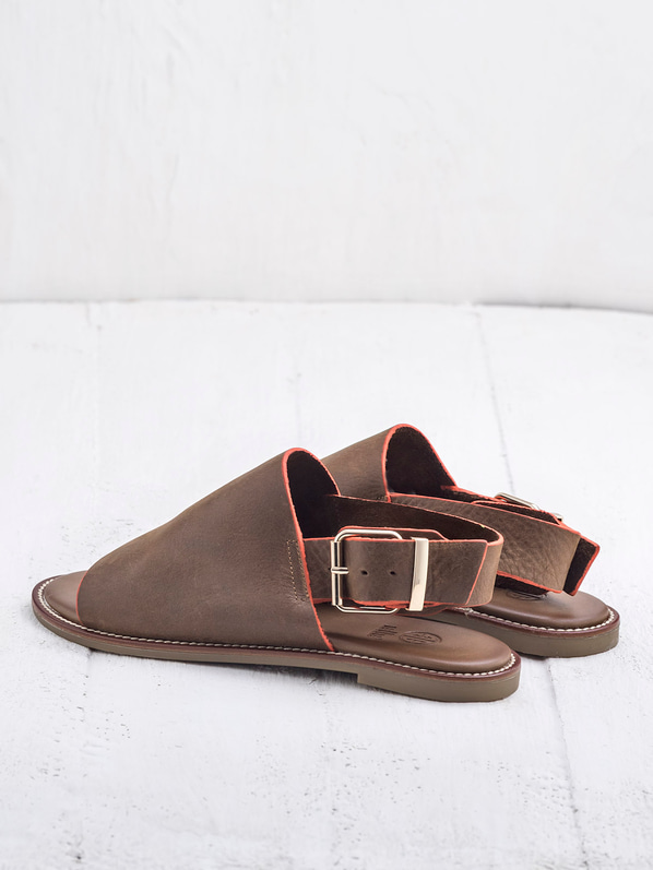 Taba deri kadın sandalet - Elle Shoes