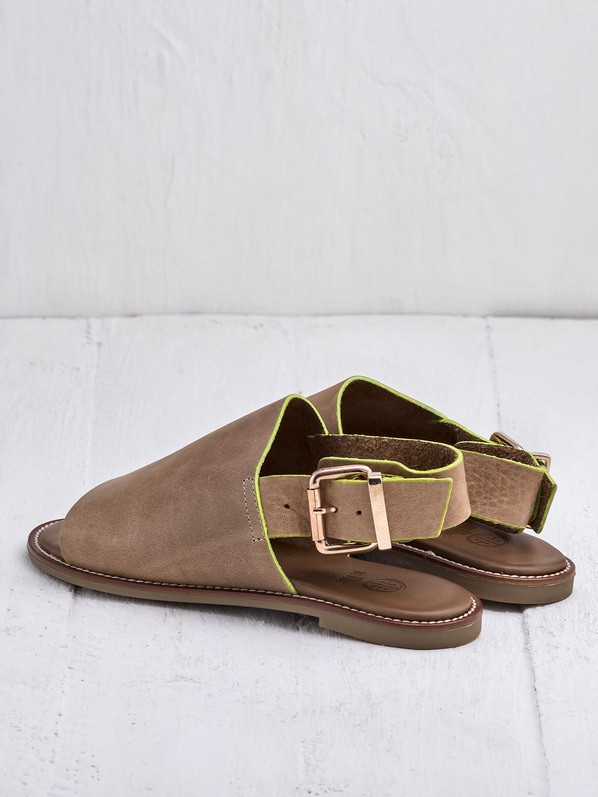 Bej deri kadın sandalet - Elle Shoes