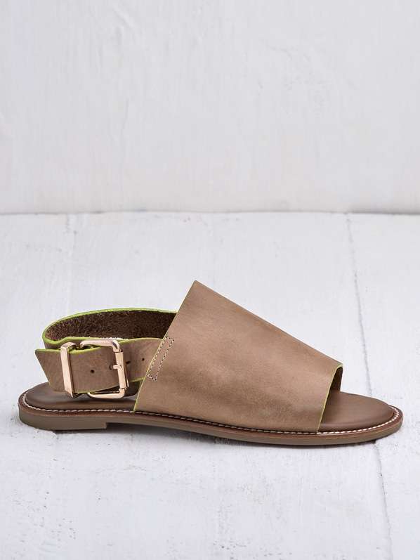 Bej deri kadın sandalet - Elle Shoes