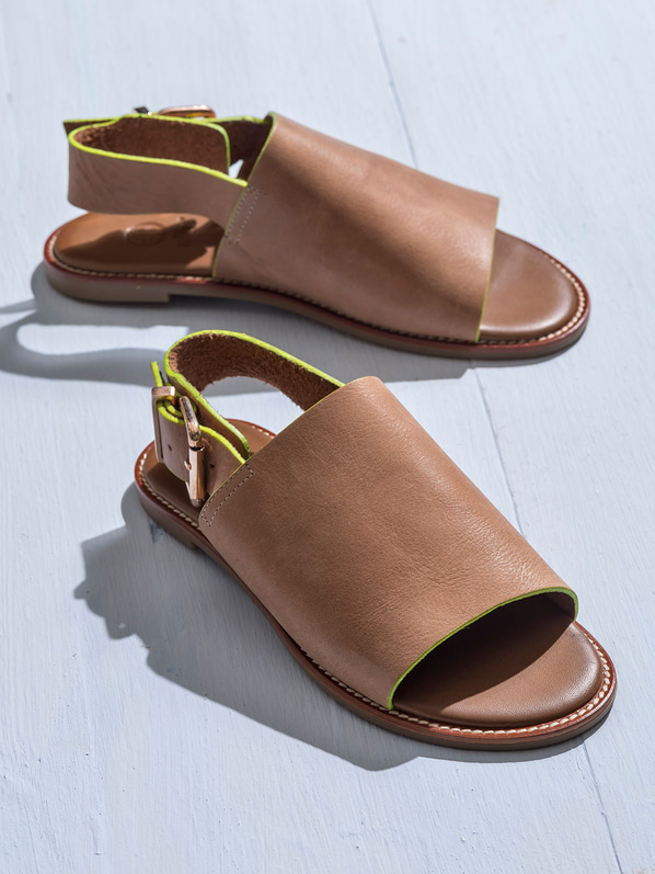 Bej deri kadın sandalet - Elle Shoes