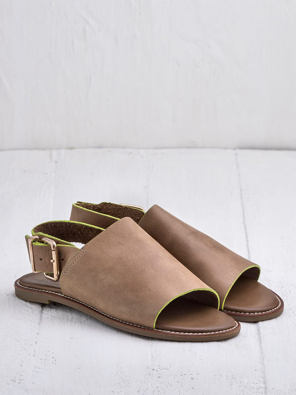 Bej deri kadın sandalet - Elle Shoes