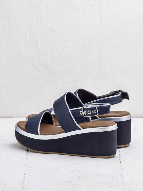 Lacivert gümüş kadın sandalet - Elle Shoes