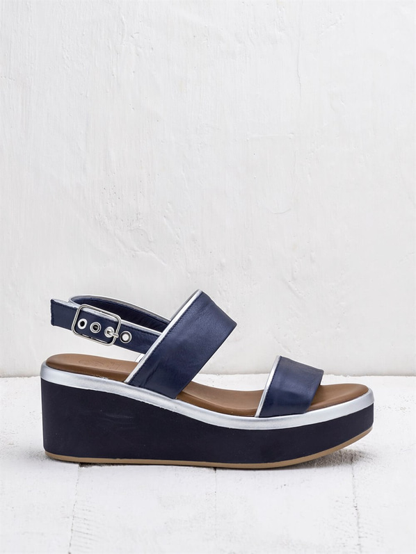 Lacivert gümüş kadın sandalet - Elle Shoes