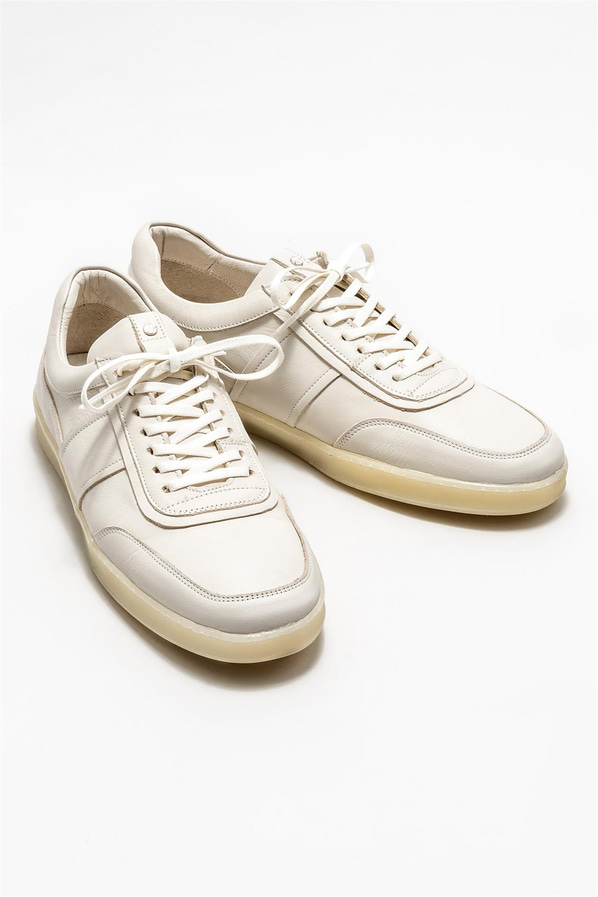 Ekru deri erkek günlük ayakkabı, günlük kullanım için - Elle Shoes