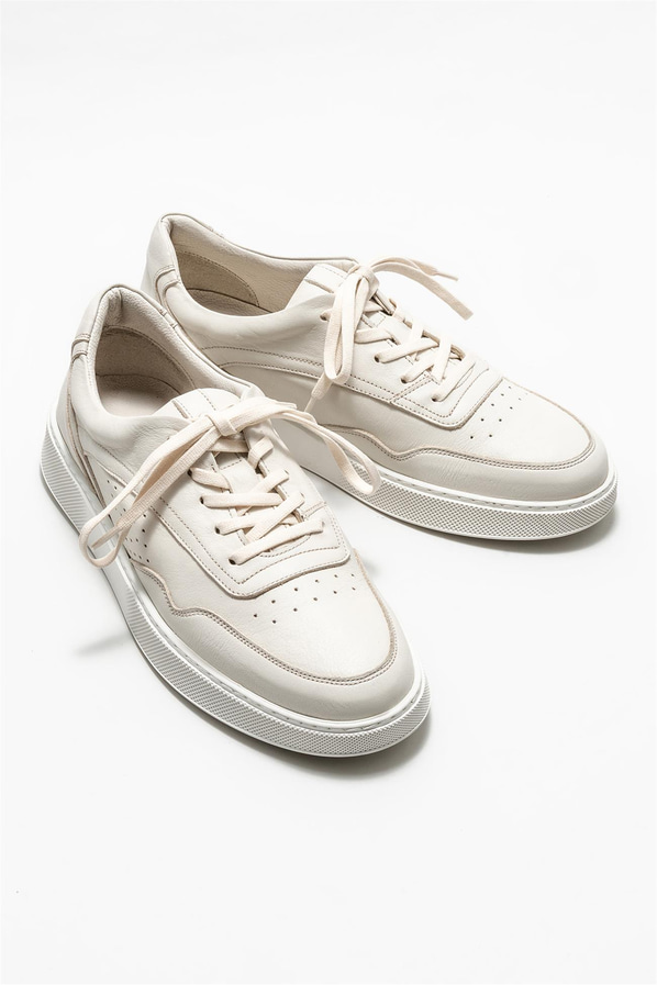 Ekru deri erkek günlük ayakkabı, günlük kullanım için - Elle Shoes