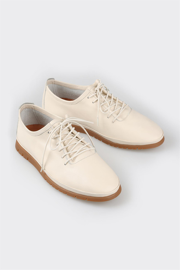 Ekru deri erkek günlük ayakkabı, günlük kullanım için - Elle Shoes