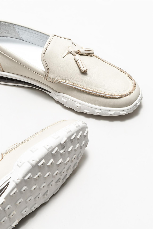 Ekru deri erkek günlük ayakkabı, günlük kullanım için - Elle Shoes