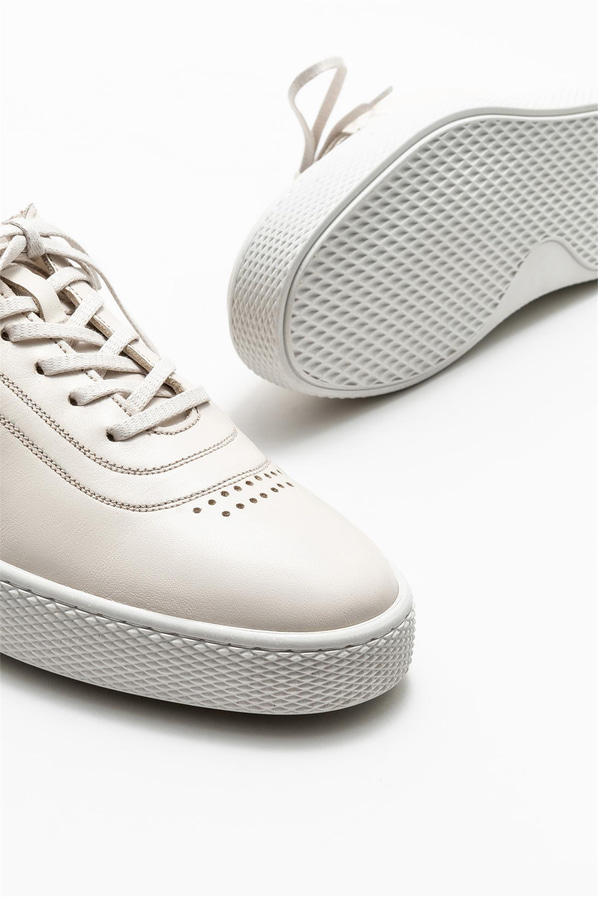 Ekru deri erkek günlük ayakkabı, günlük kullanım için - Elle Shoes