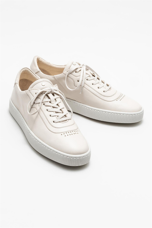 Ekru deri erkek günlük ayakkabı, günlük kullanım için - Elle Shoes