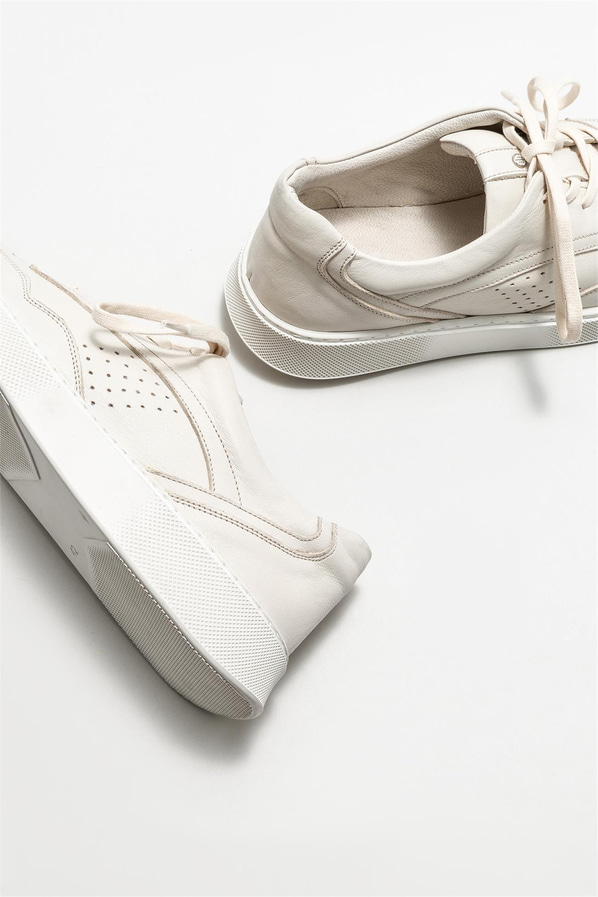 Ekru deri erkek günlük ayakkabı, günlük kullanım için - Elle Shoes
